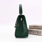 Genuine Crocodile Skin Leather Top Handle Bags Dark Green-3