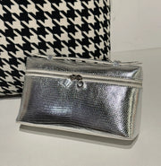 Genuine Lizard Skin Leather Zipper Cosmetic Handle Bag-11