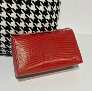 Genuine Lizard Skin Leather Zipper Cosmetic Handle Bag-2