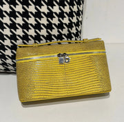 Genuine Lizard Skin Leather Zipper Cosmetic Handle Bag-12