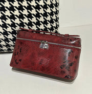 Genuine Lizard Skin Leather Zipper Cosmetic Handle Bag-6