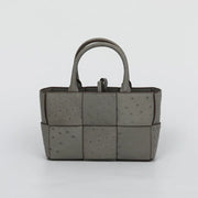 Genuine Ostrich Leather Mini Woven Satchel Top Handle Bag-1