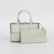 Genuine Ostrich Leather Mini Woven Satchel Top Handle Bag-2