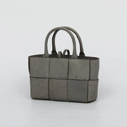 Genuine Ostrich Leather Mini Woven Satchel Top Handle Bag-5