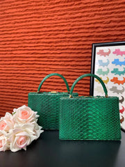 Genuine Python Leather Top Handle Bag-0
