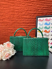 Genuine Python Leather Top Handle Bag-1