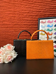 Genuine Python Leather Top Handle Bag-4