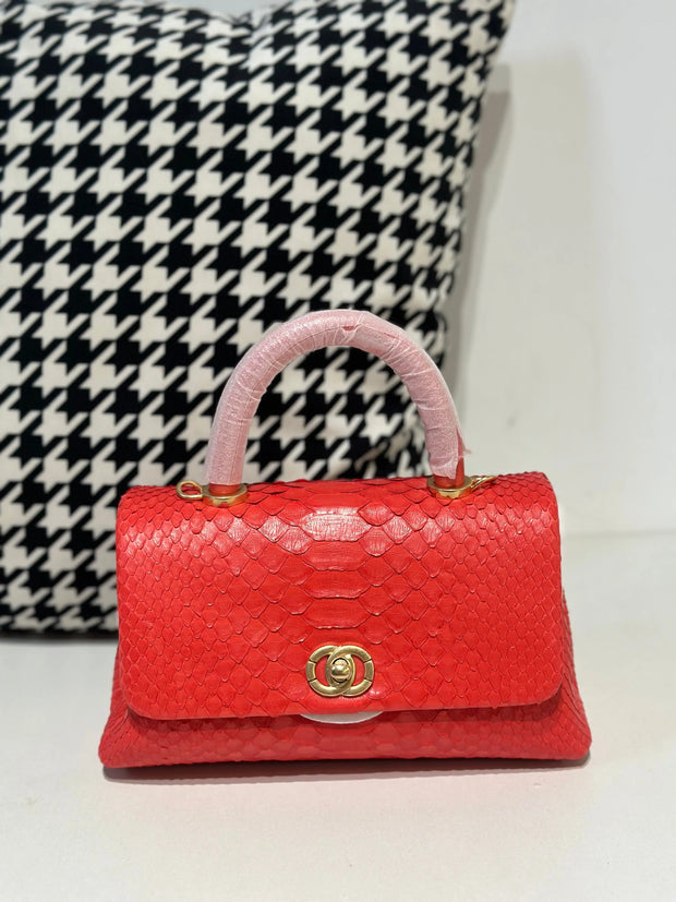 Genuine Python Skin Leather Top Handle Cross Body Bags-10