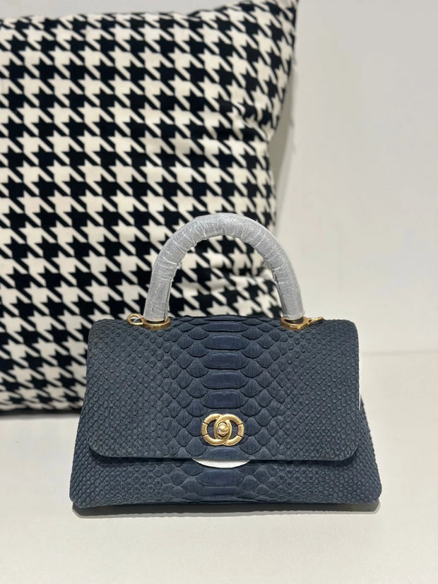 Genuine Python Skin Leather Top Handle Cross Body Bags-3