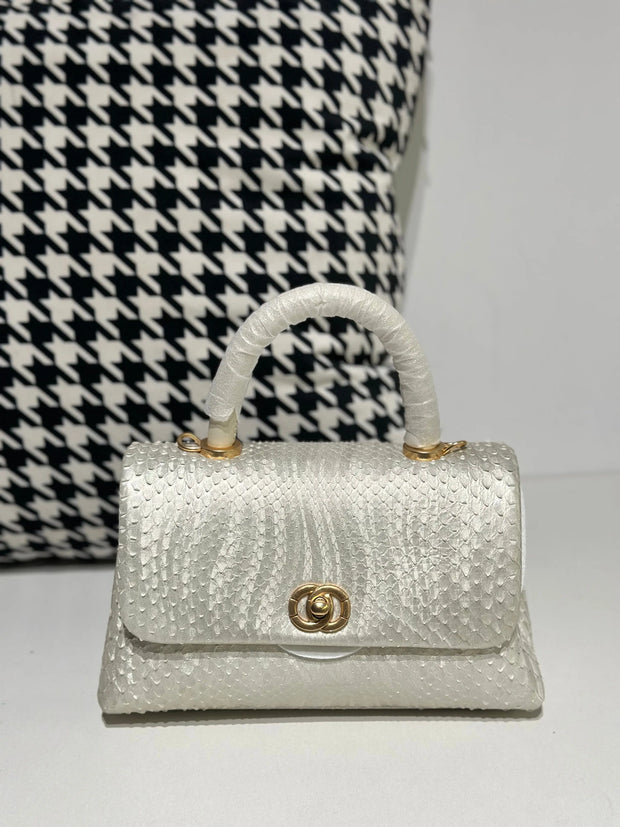 Genuine Python Skin Leather Top Handle Cross Body Bags-6