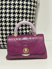 Genuine Python Skin Leather Top Handle Cross Body Bags-8