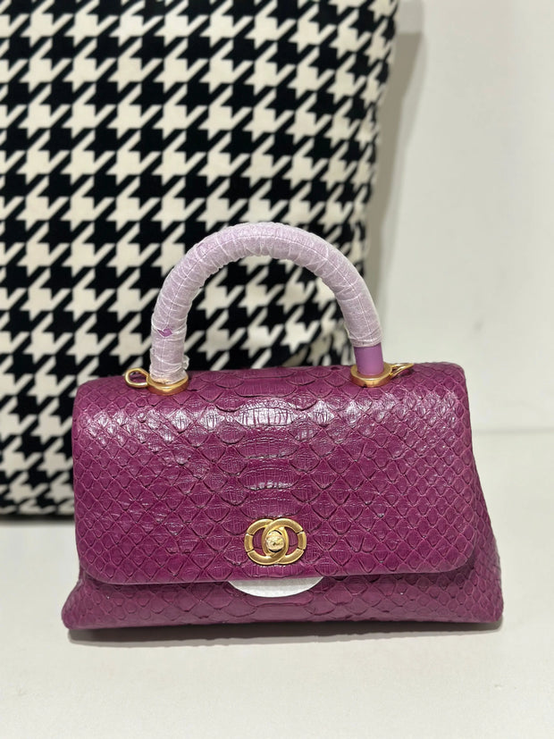 Genuine Python Skin Leather Top Handle Cross Body Bags-8