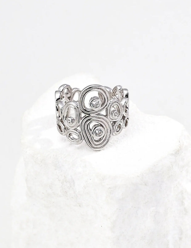 Geometric Circle Zircon Ring-2
