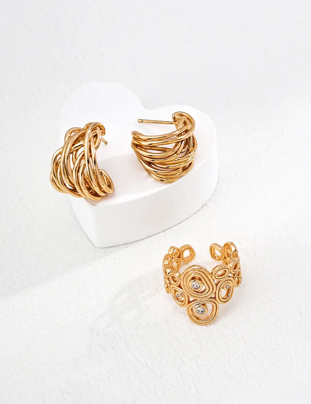 Geometric Circle Zircon Ring-3