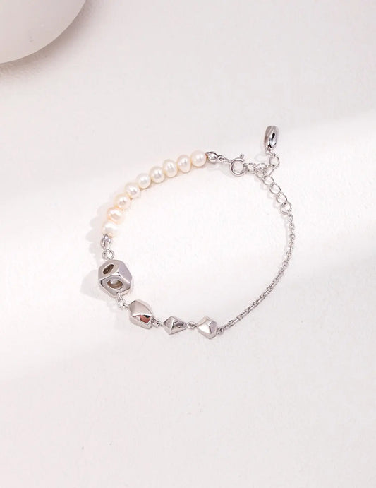 Geometric Freshwater Pearl Bracelet-0