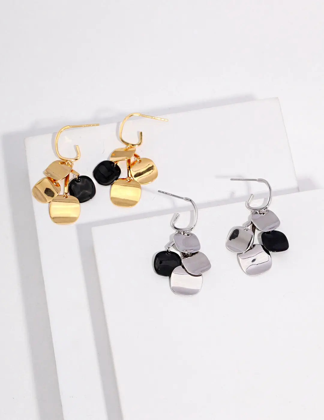 Geometric Glitter Stack Earrings-0