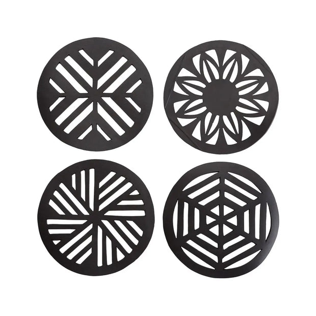 Geometric Handcrafted Recycled Rubber Coasters - Set of 2 or 4 - Memoriex 
