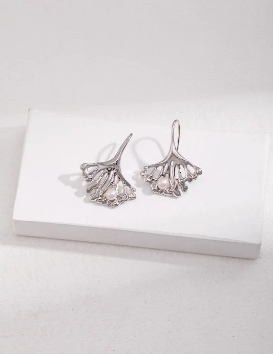 Ginkgo Leaf Pearl Earrings - Memoriex