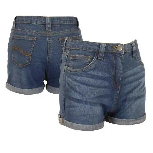 Girls Denim Shorts Rolled Hem-0