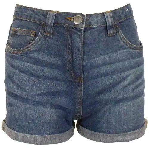 Girls Denim Shorts Rolled Hem-1