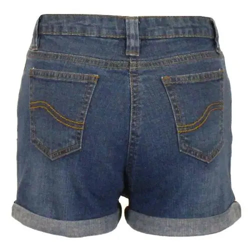 Girls Denim Shorts Rolled Hem-2