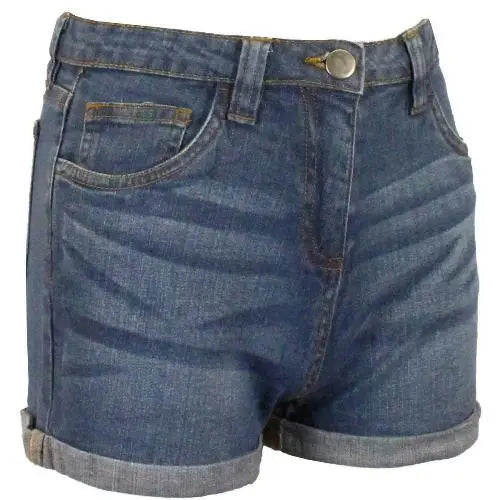 Girls Denim Shorts Rolled Hem-3