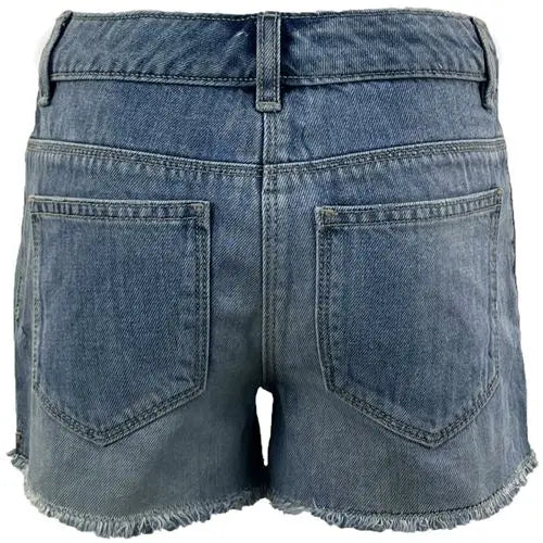 Girls Distressed Ripped Denim Shorts-1