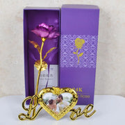 Gold Foil Flower Rose Gift Box Valentine's Day Gift With Base Love Frame Gold Plated Frame - Memoriex 