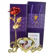 Gold Foil Flower Rose Gift Box Valentine's Day Gift With Base Love Frame Gold Plated Frame - Memoriex 