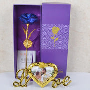 Gold Foil Flower Rose Gift Box Valentine's Day Gift With Base Love Frame Gold Plated Frame - Memoriex 
