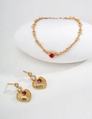 Gold Heart Zircon Chain Bracelet-3