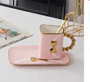 Gold-Painted Coffee Cup And Saucer Set Creative Bag Shape Snack Ceramic Saucer Mug - Memoriex 