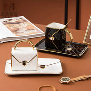 Gold-Painted Coffee Cup And Saucer Set Creative Bag Shape Snack Ceramic Saucer Mug - Memoriex 