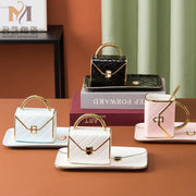 Gold-Painted Coffee Cup And Saucer Set Creative Bag Shape Snack Ceramic Saucer Mug - Memoriex 