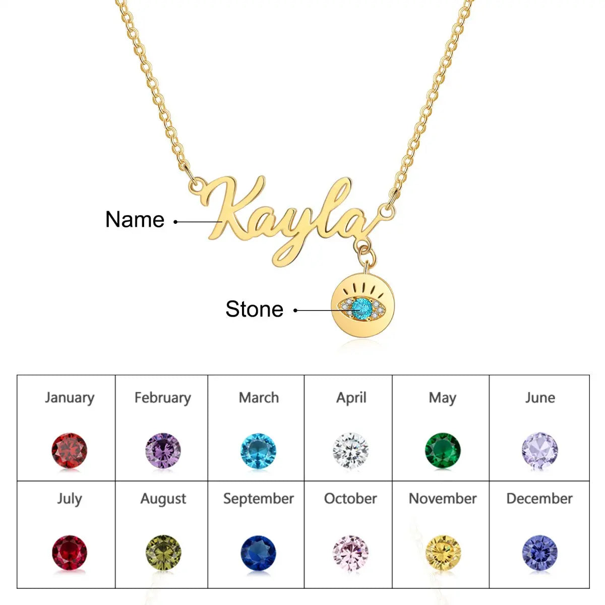 Gold Plated Evil Eye Name Necklace-5