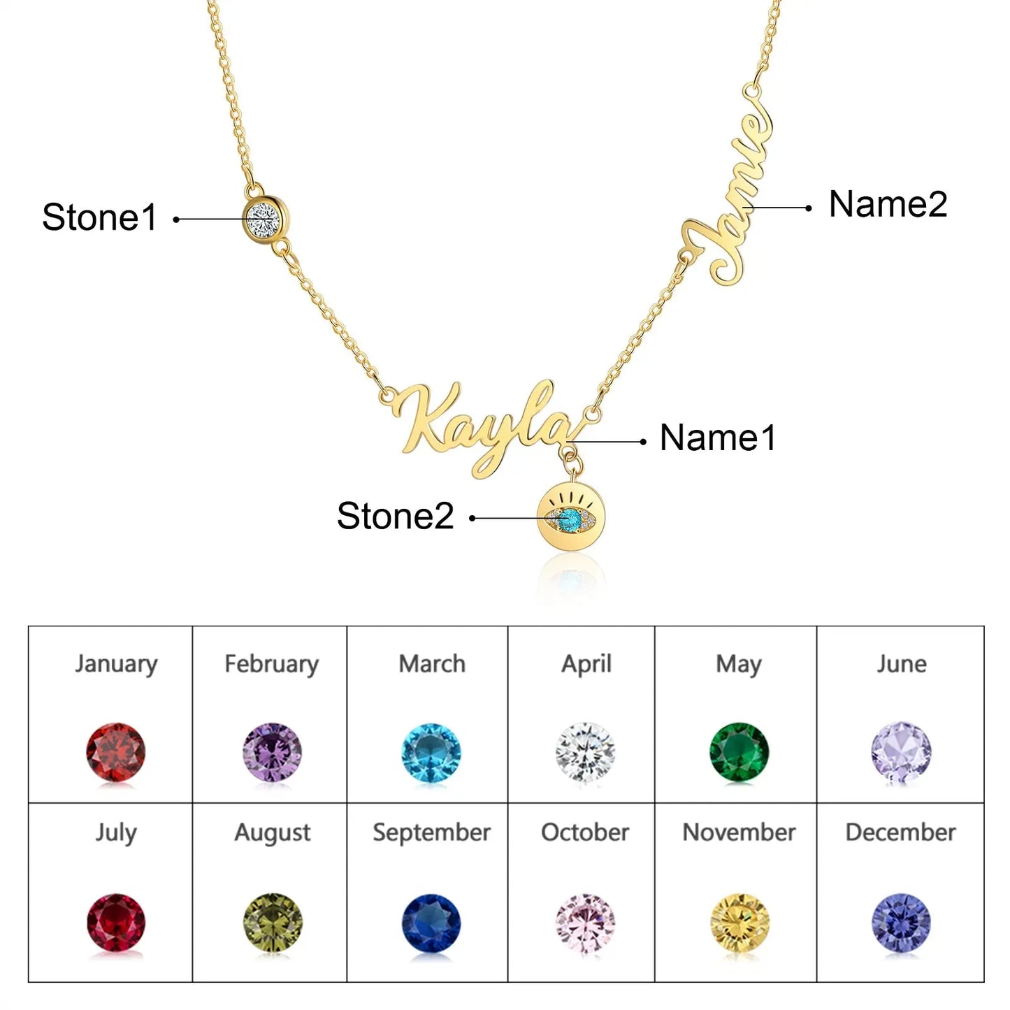 Gold Plated Evil Eye Name Necklace-6