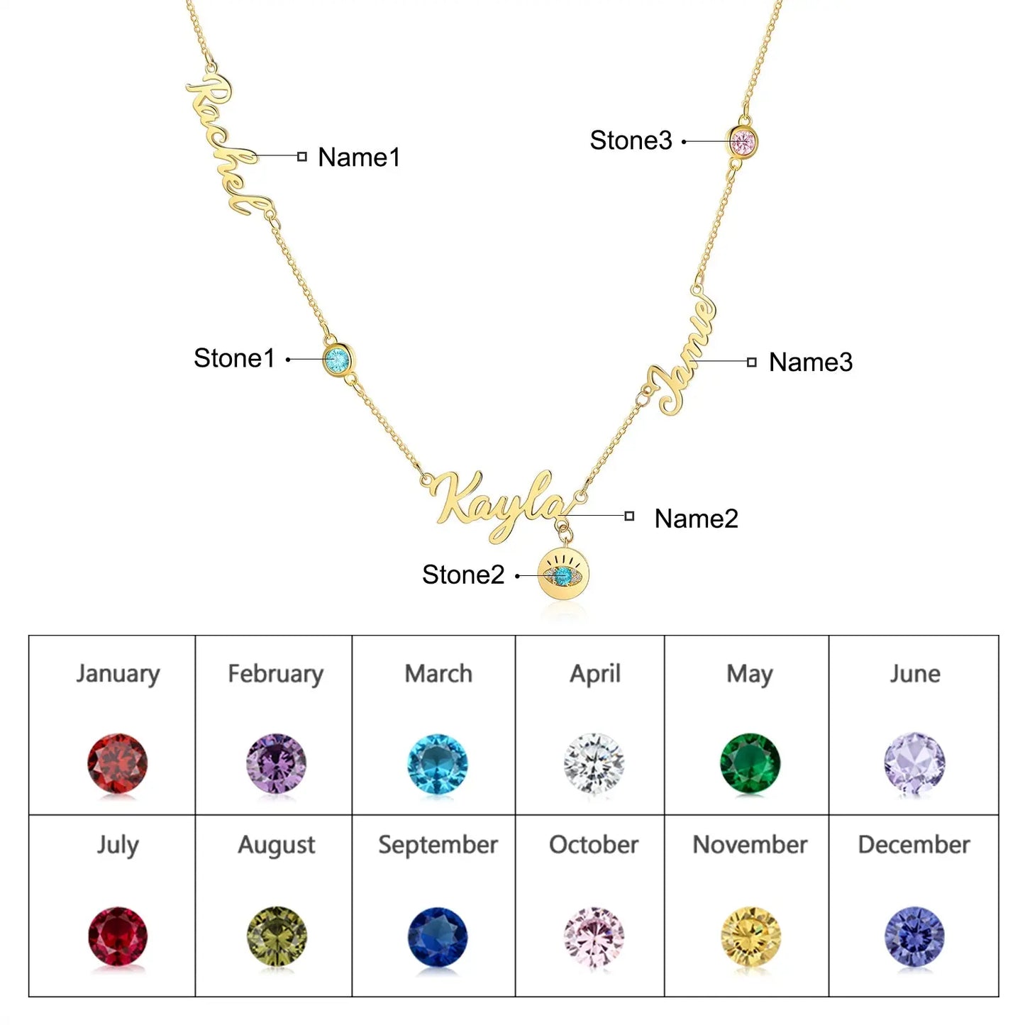 Gold Plated Evil Eye Name Necklace-7