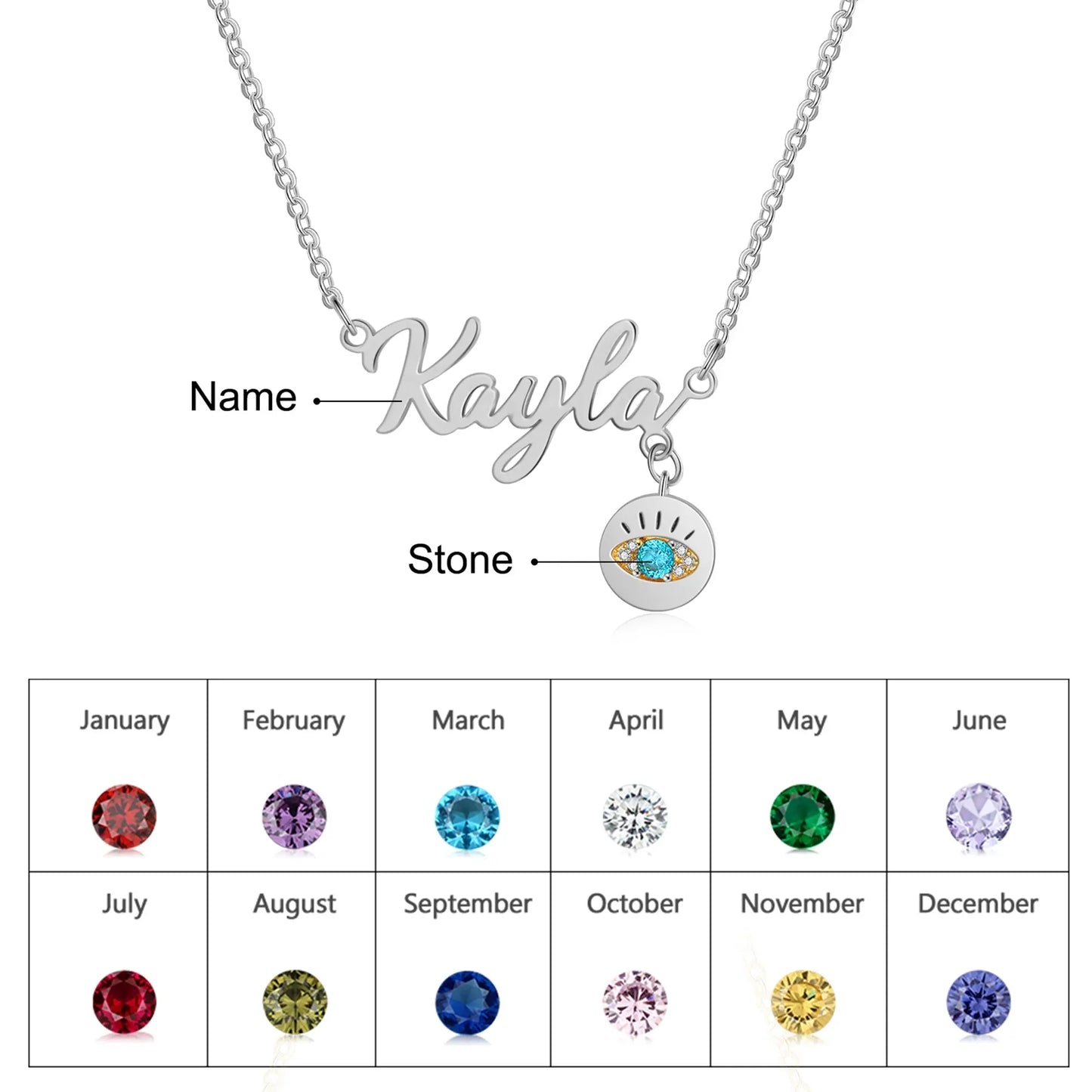 Gold Plated Evil Eye Name Necklace-8