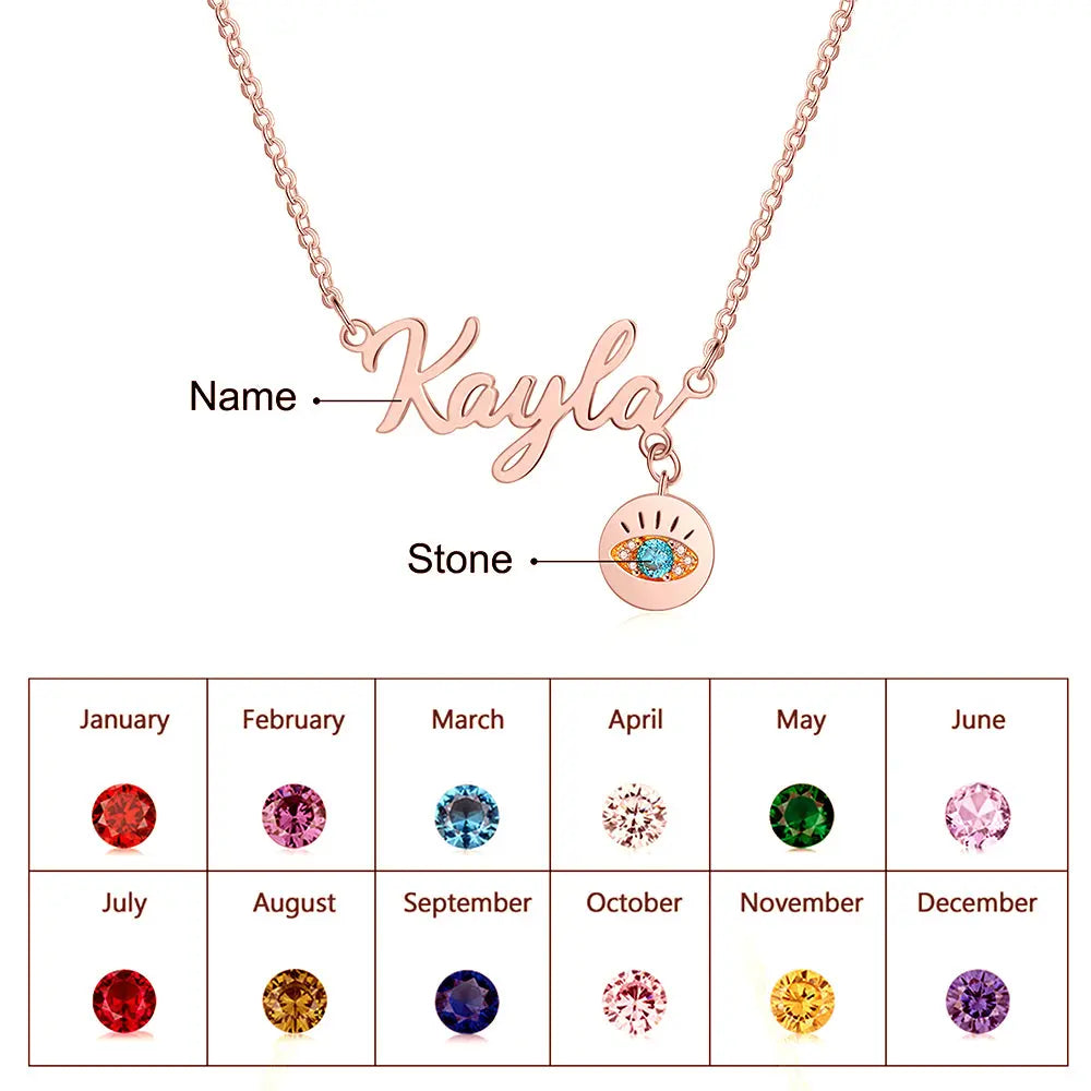 Gold Plated Evil Eye Name Necklace-9