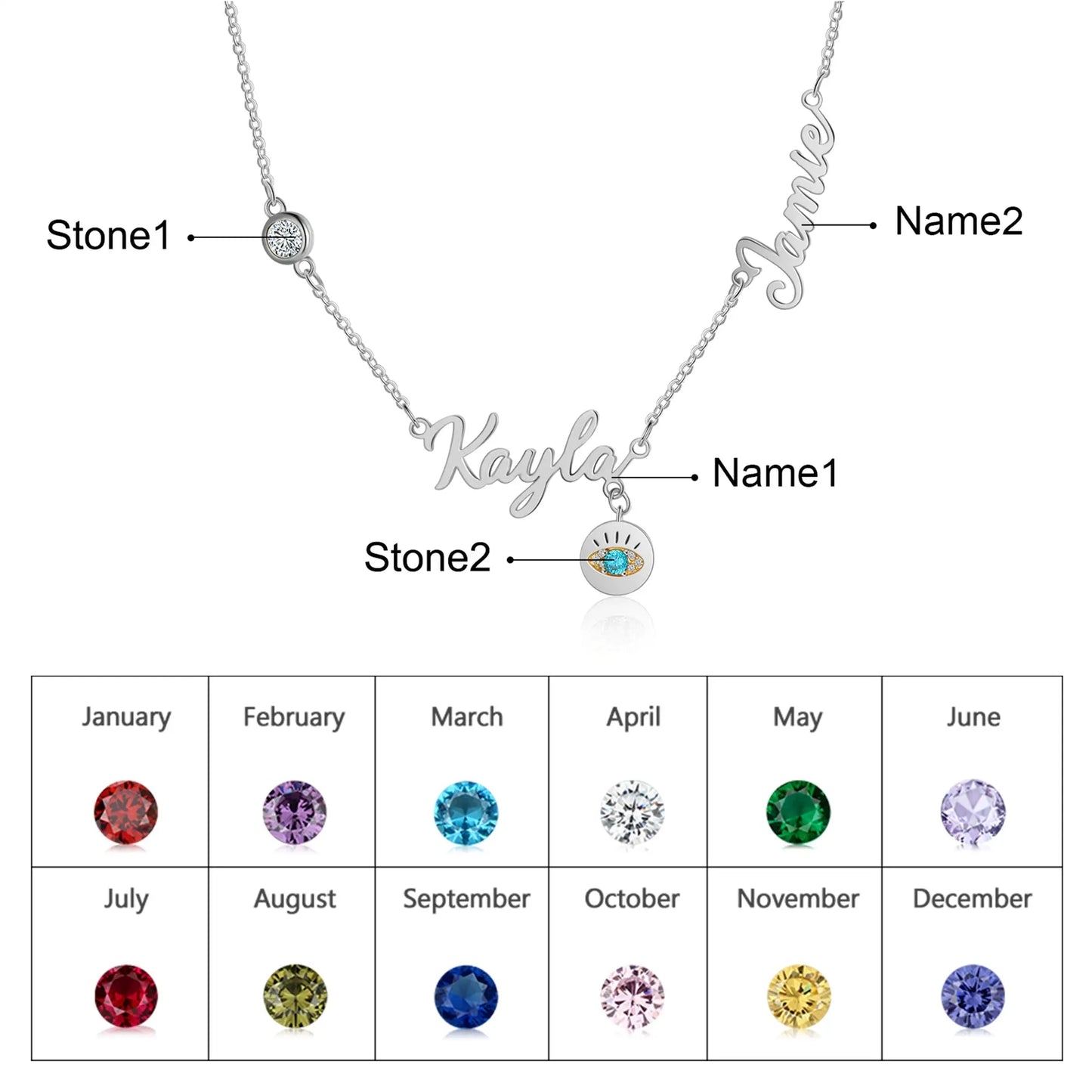 Gold Plated Evil Eye Name Necklace-10