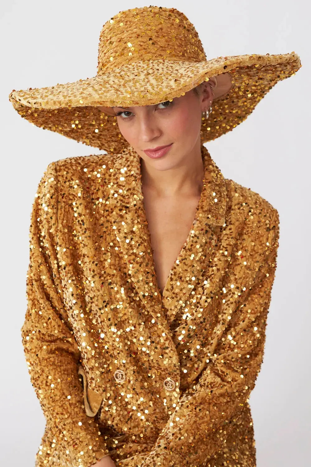 Gold Sequin Handmade Flapper Hat-1