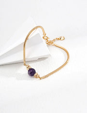 Gold Snake Chain Amethyst Bracelet-1