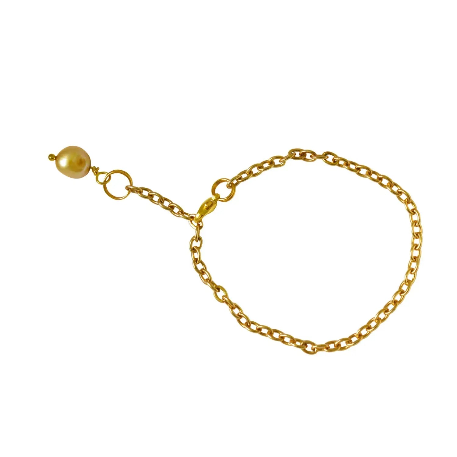 Gold freshwater pearl adjustable bracelet or anklet on gold plated chain - Memoriex