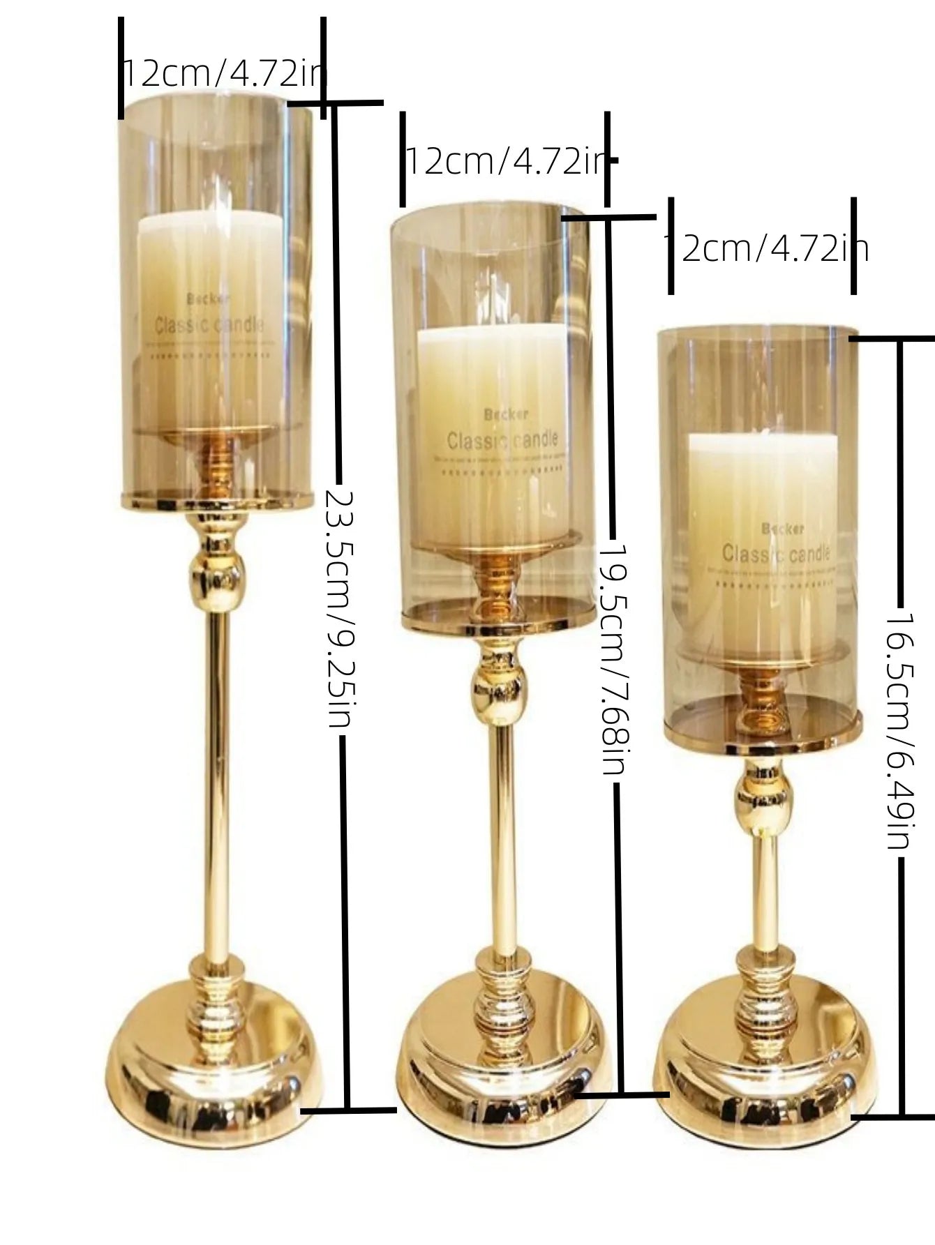 Golden Glass Candle Holders Pillar-3