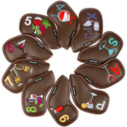 Golf Iron Rod Sleeve Ball Arm Cap Wine Glass Pattern High-end Pu Rod Head Protective Cover - Memoriex 