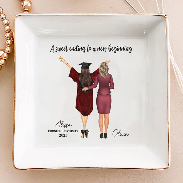 Graduation Gift A Sweet Ending To A New Beginning - Personalized Jewelry Dish - Memoriex