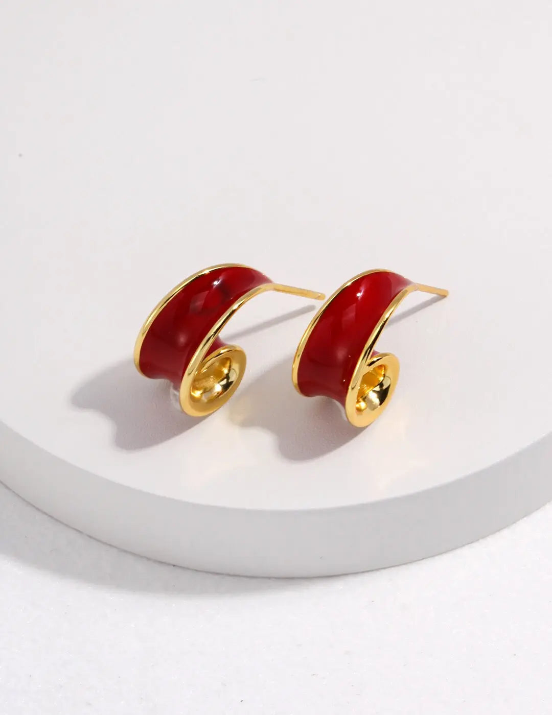 Helix Red / Gray Drip Glaze Earrings-0