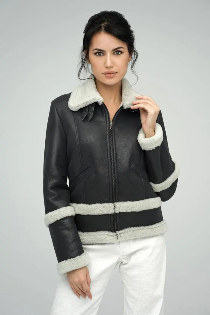 Gray Merino Shearling Leather Jacket-0