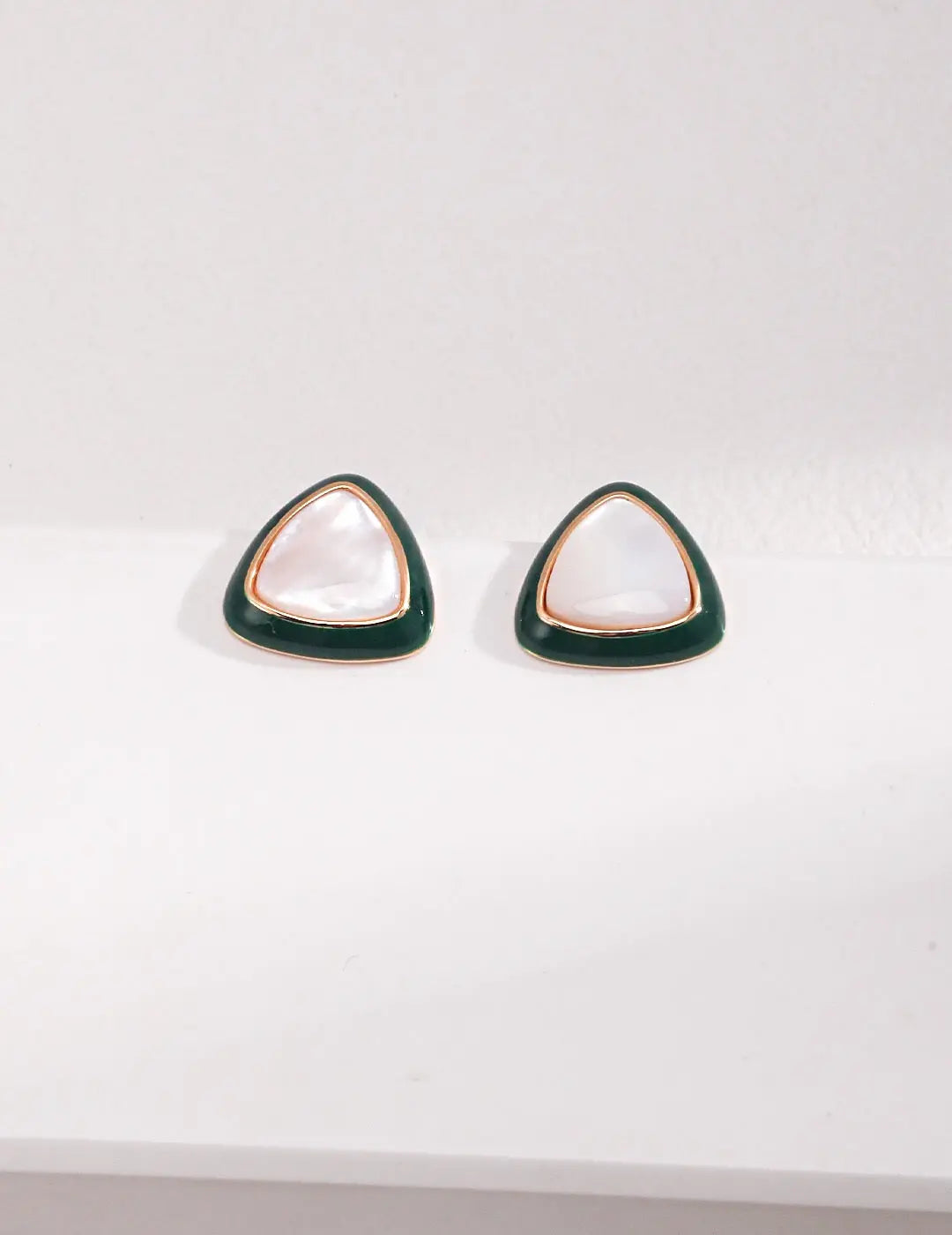 Green Drip Glaze Shell Stud-1