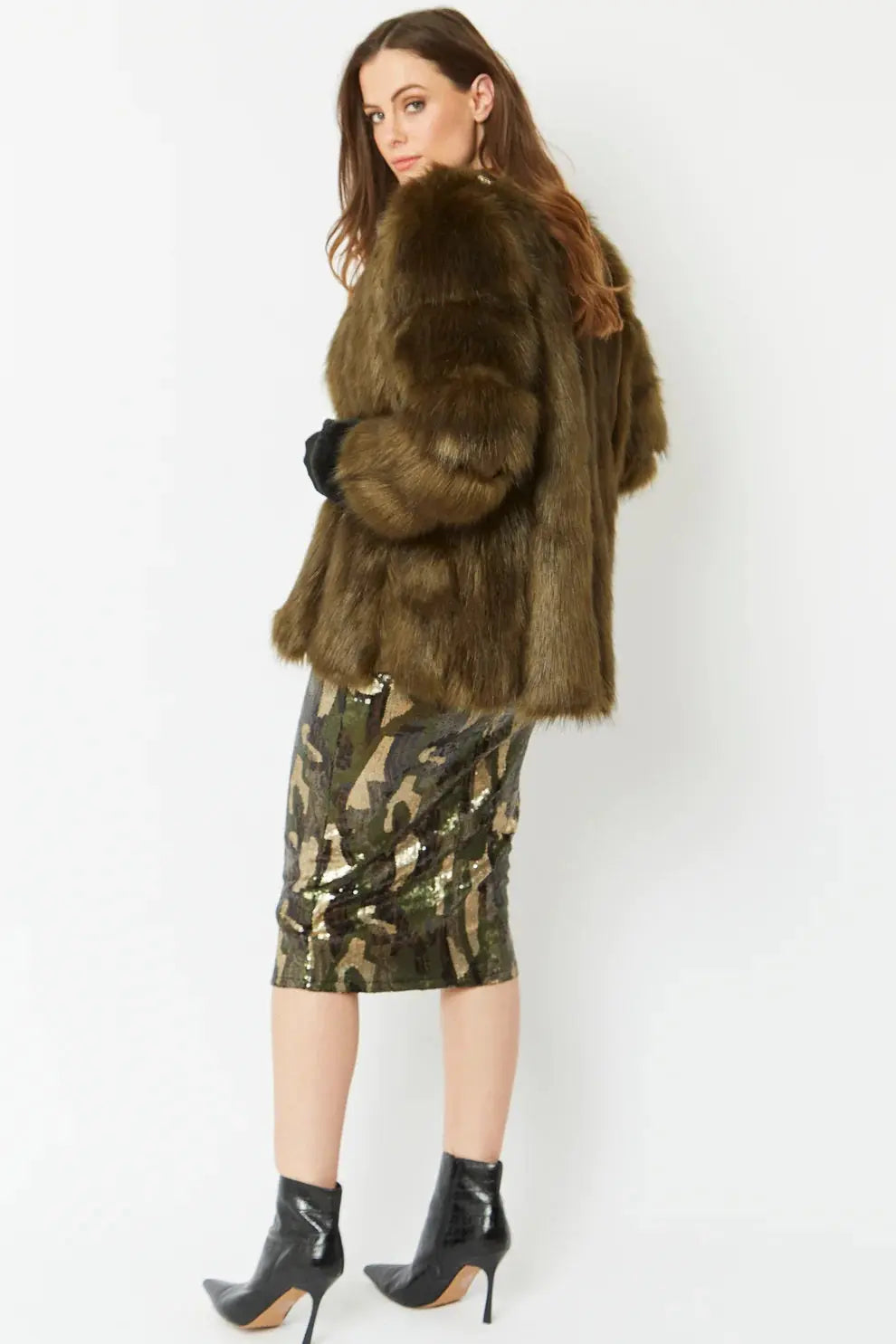 Green Faux Fur Coat-1